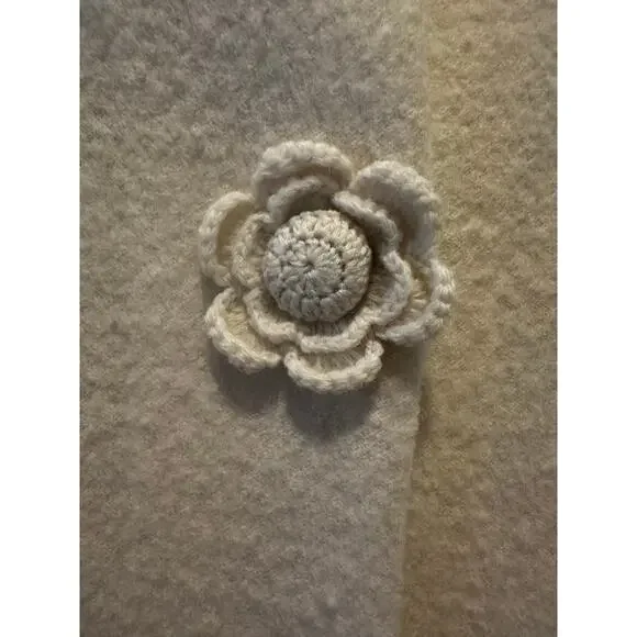 VTG Classiques Entier Cream Merino Wool Jacket Crochet Floral Buttons Size M - Picture 5 of 12